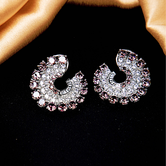 Malika Purple Pink American Diamond Earrings