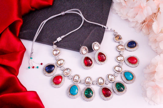 Kashvi Multi Color AD Necklace Set