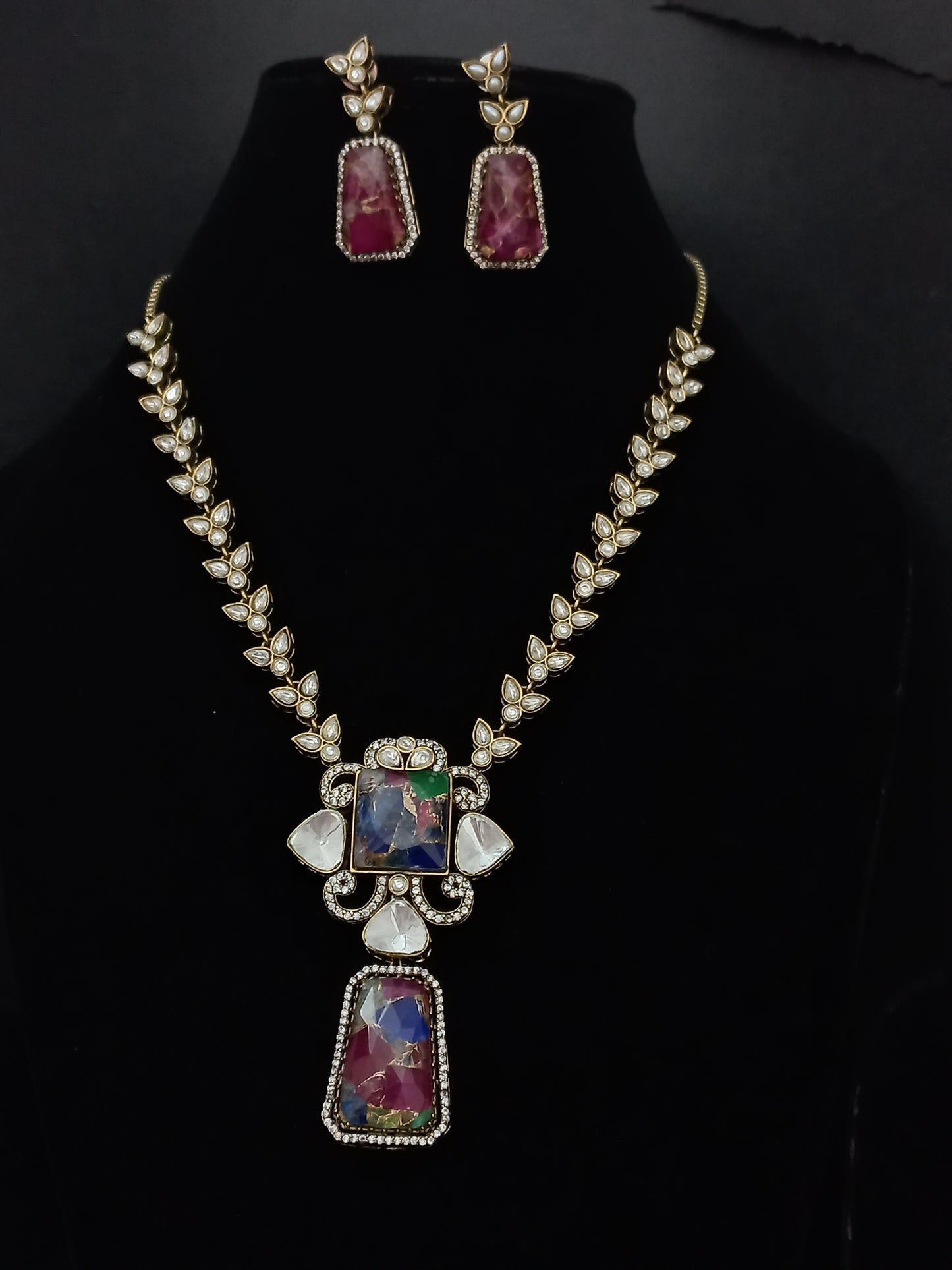 Doublet Neckpiece with Gold Infused Stones