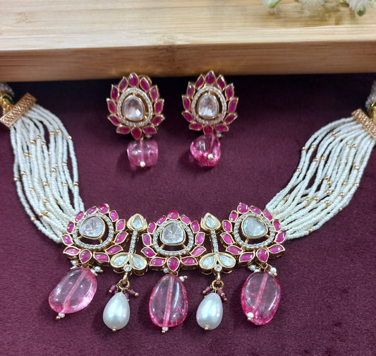 Kundan Set with Small Pearls Choker