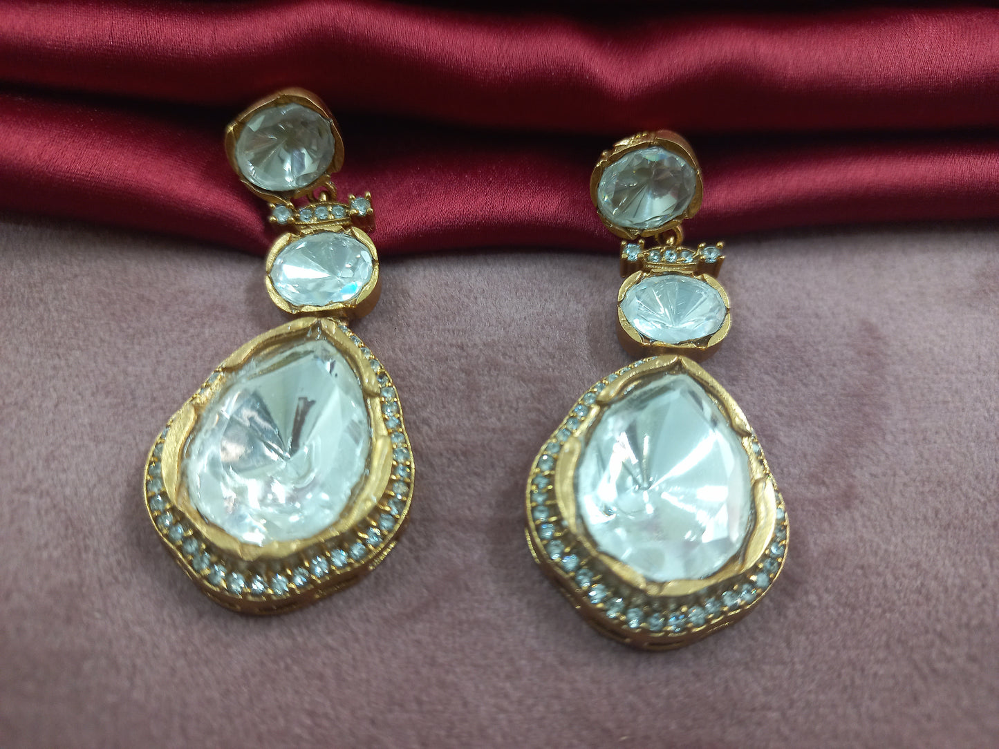 Moissanite Polki Earrings