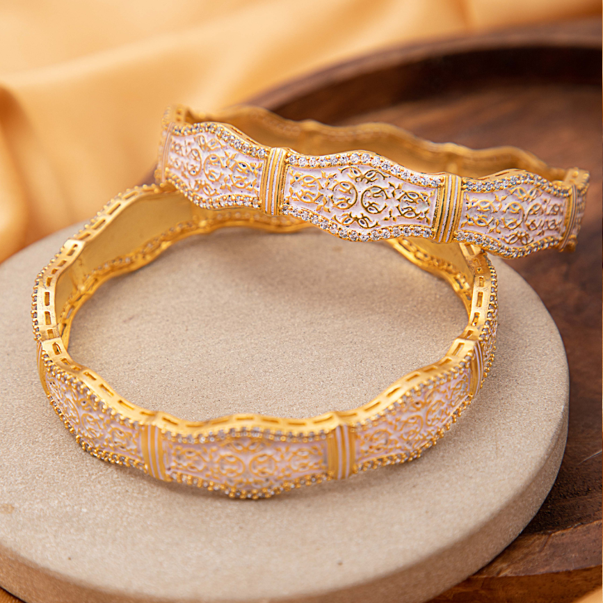 Pink Meenakari American Diamond Bangle