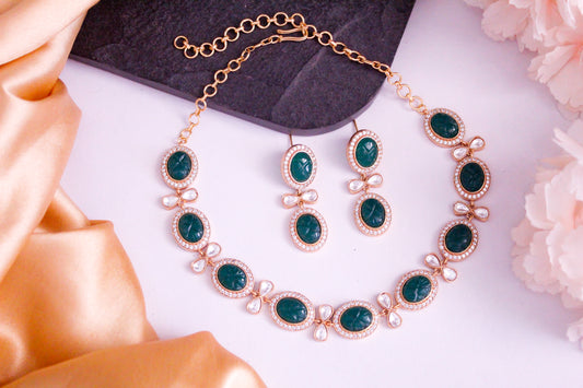 Green Polki Necklace Set