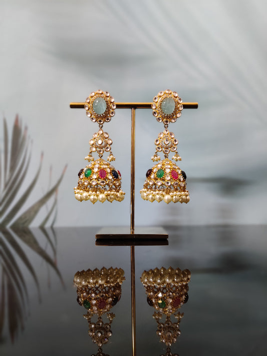 Chitra Multi Color Kundan Earrings