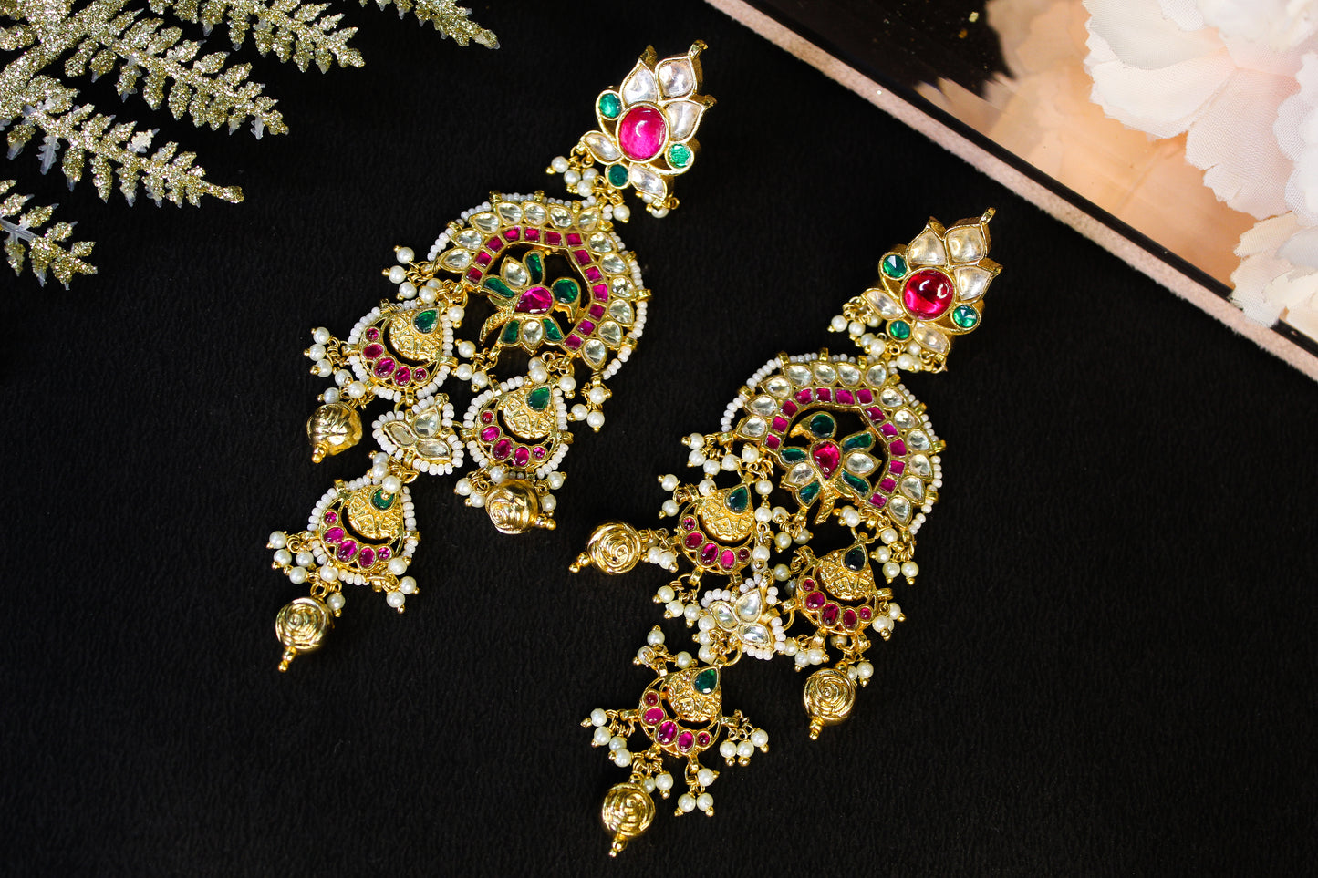 Isha Kundan Long Earrings