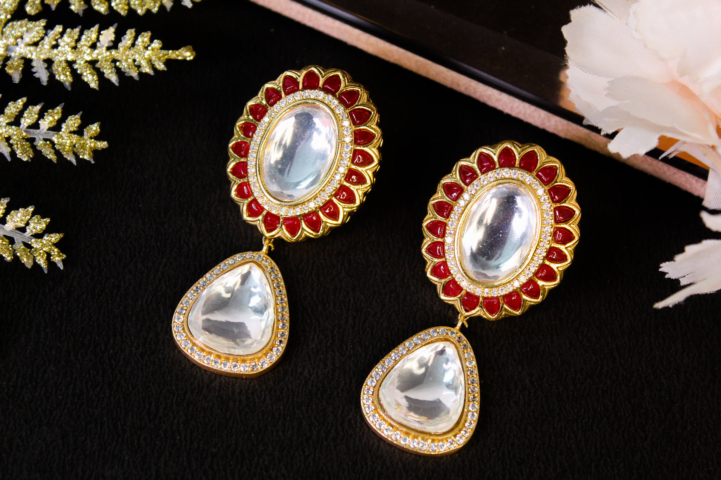 Mishika Kundan Long Earrings