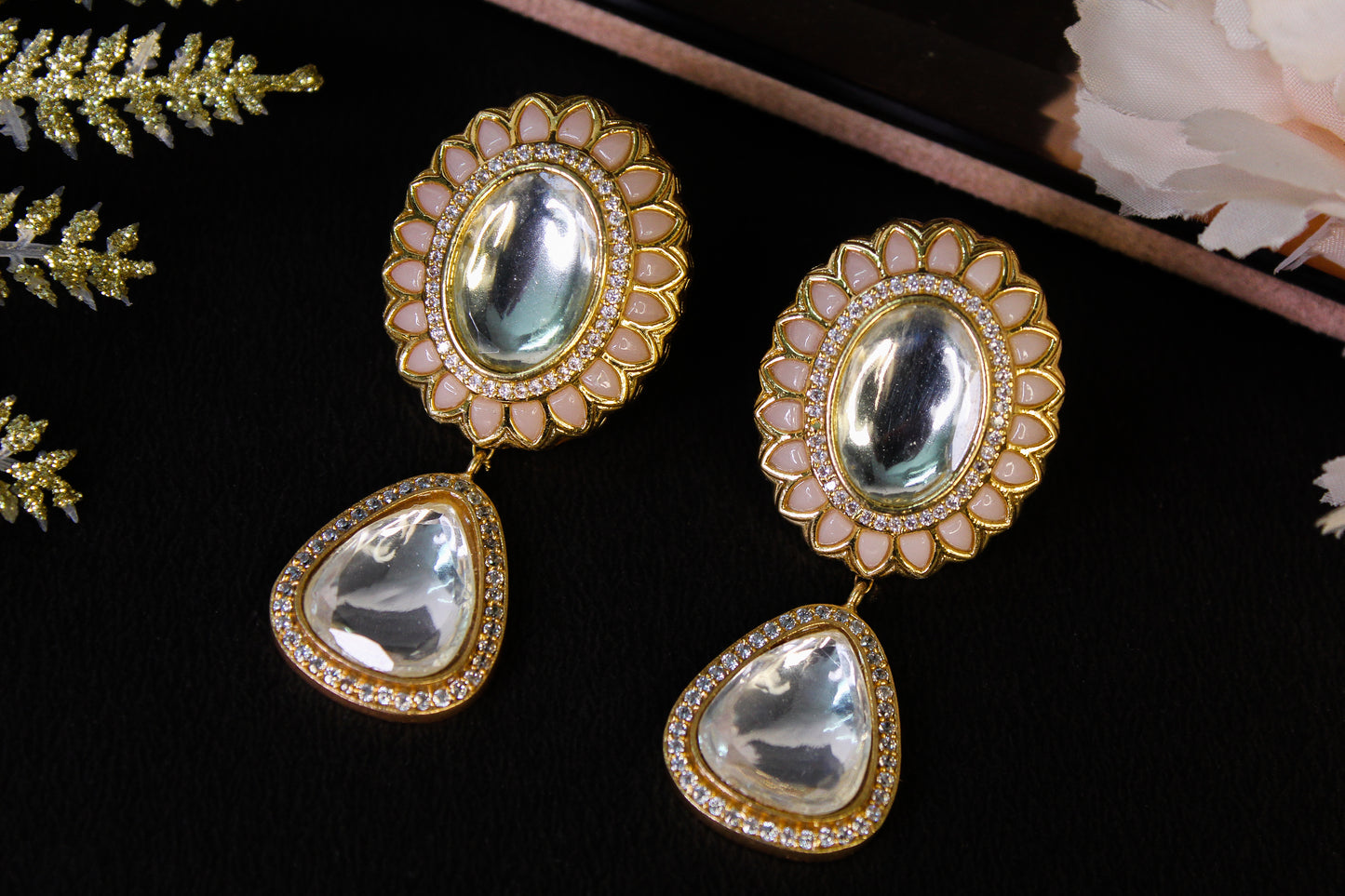 Mishika Kundan Long Earrings