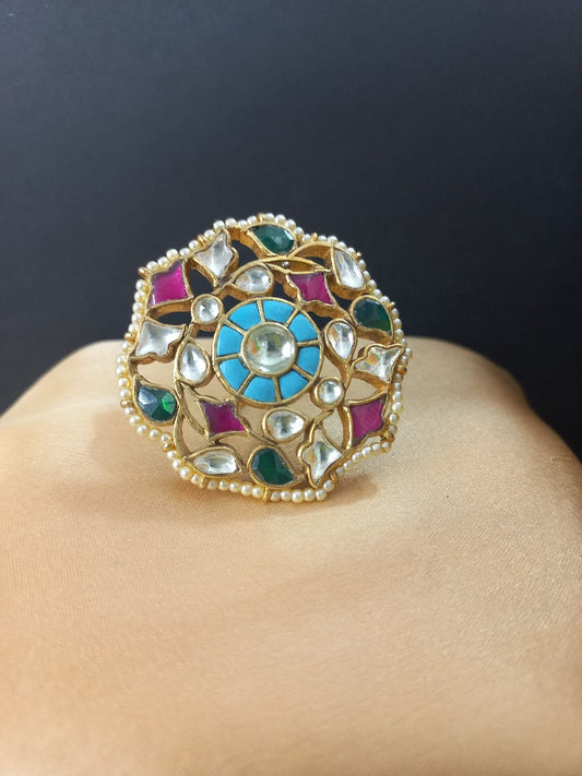 Anushka Multicolor Kundan Ring