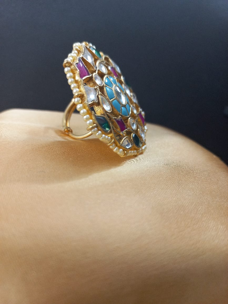 Anushka Multicolor Kundan Ring