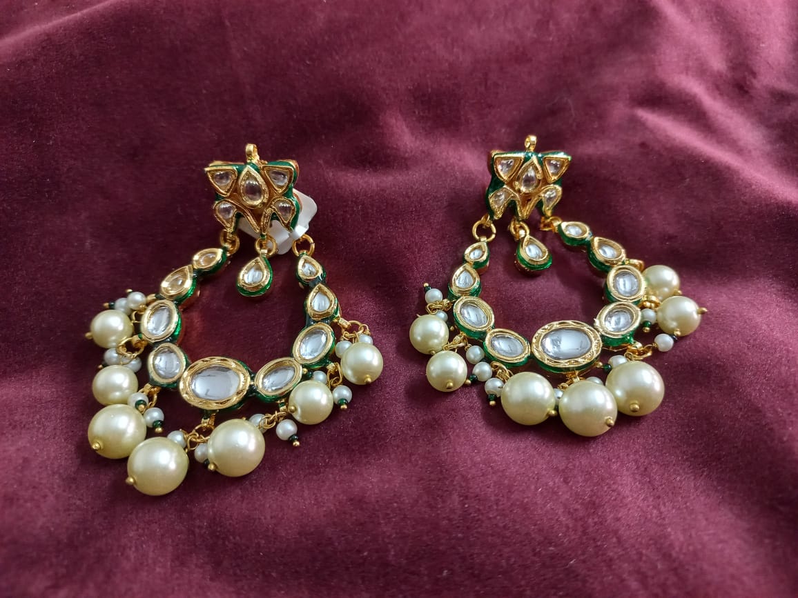 Trisha Kundan with pearls Earrings