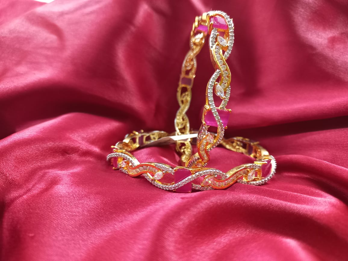 Saanya American Diamond with Ruby Stone Bangles