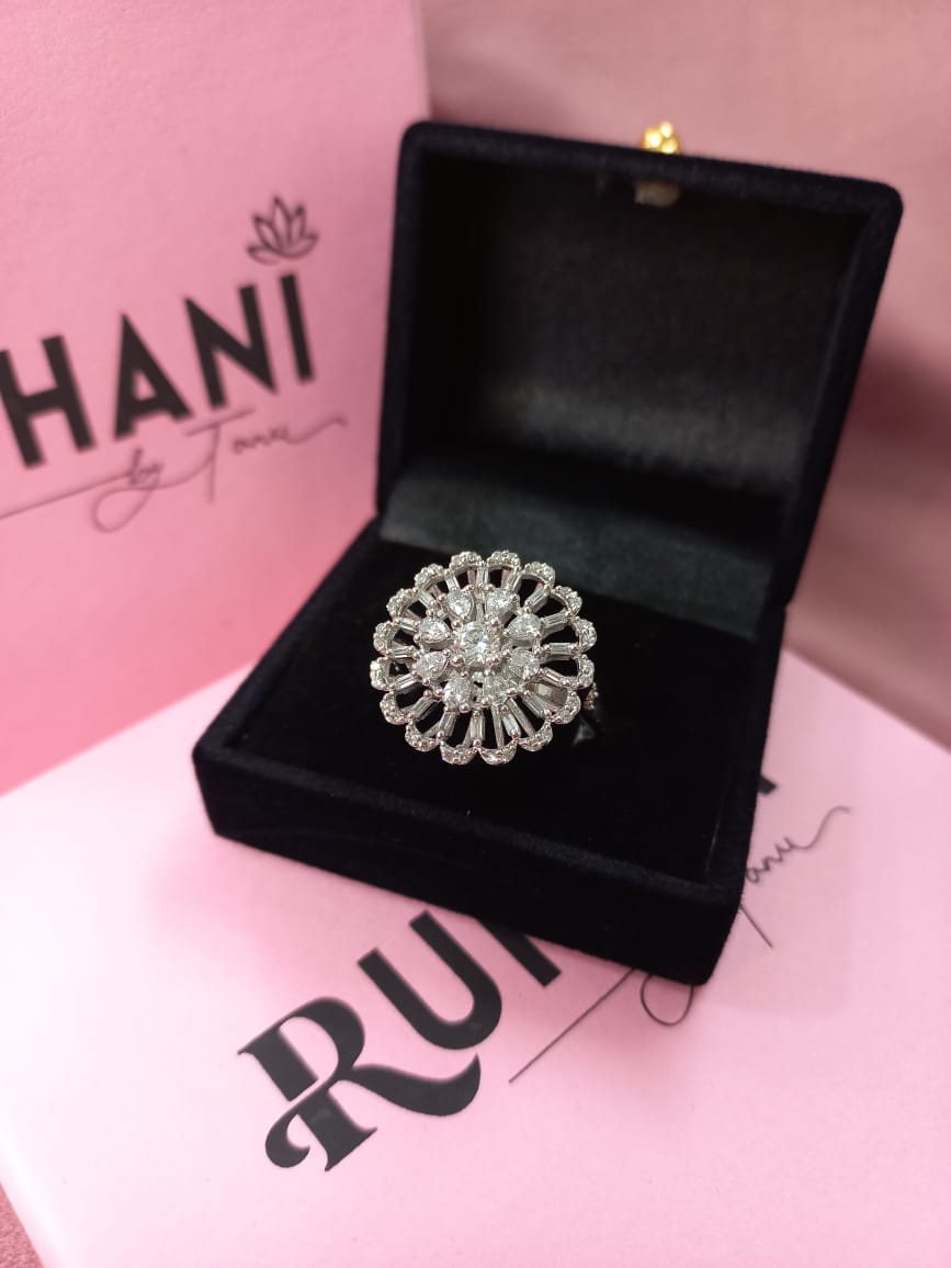 Flower Designed Sterling Silver Ring