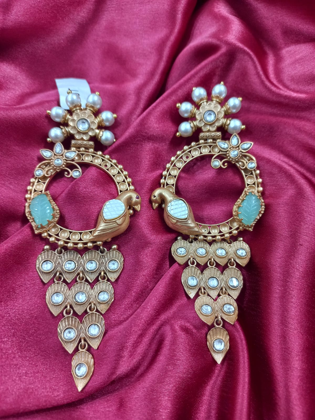 Chavi Peacock Inspired Kundan Earrings