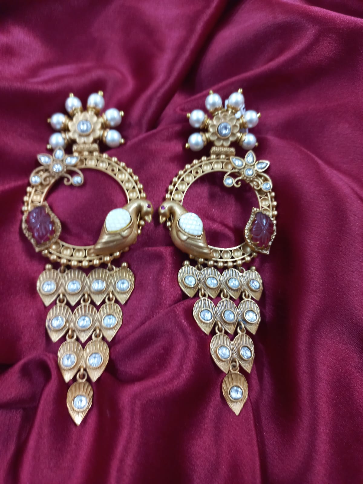 Chavi Peacock Inspired Kundan Earrings